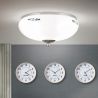 Plafoniera clasica Landhaus 28cm crom satin/ sticla opal decor albastru