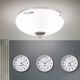 Plafoniere - Plafoniera clasica Landhaus 28cm crom satin/ sticla opal decor albastru