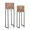 Set de 2 jardiniere, suport si vas metalic pentru flori