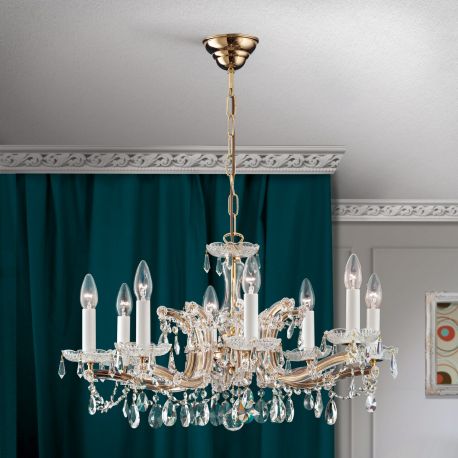 Lustre Cristal Swarovski - Candelabru de lux cristal Swarovski Maria Theresia-A 8L 24K gold plated