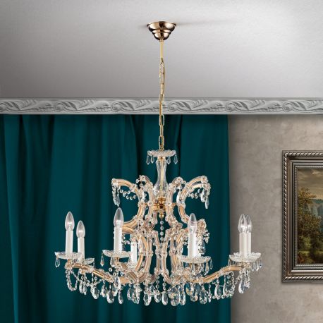 Lustre Cristal Swarovski - Candelabru de lux cristal Swarovski Maria Theresia-A 8L 24K gold plated