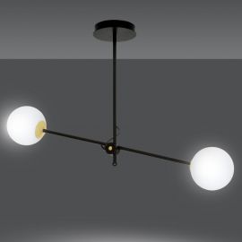 Candelabre, Lustre - Lustra 2 surse de lumina design minimalist modern DIARF 2 negru/ auriu