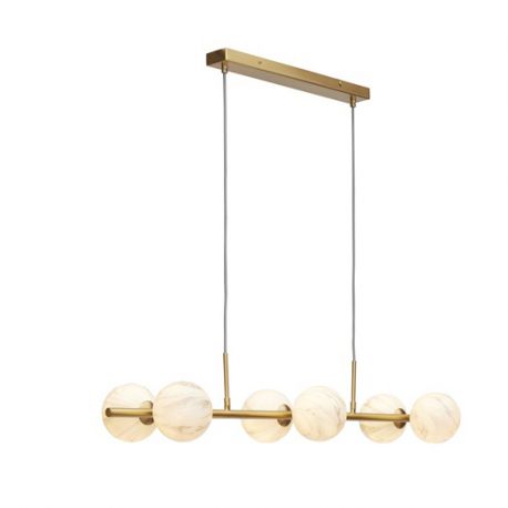 Candelabre, Lustre - Lustra cu 6 globuri din sticla cu aspect de marmura Carrara auriu