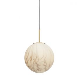 Pendule, Lustre suspendate - Lustra, pendul din sticla cu aspect de marmura Carrara large auriu