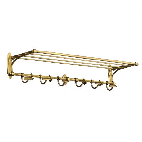Garderobe - Suport suspendat pentru haine cu raft si carlige design LUX Arini alama antic