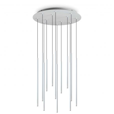 Candelabre, Lustre - Lustra cu 12 pendule LED design tubular FILO SP12 BIANCO
