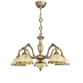 Candelabre, Lustre - Candelabru cu 5 brate din alama cu sticla decorata design italian 6208
