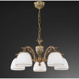 Candelabre, Lustre - Candelabru cu 5 brate clasic design italian din alama si sticla 8601