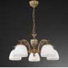 Candelabru cu 5 brate clasic design italian din alama si sticla 8601