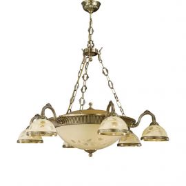 Candelabre, Lustre - Candelabru cu 6 brate din alama cu sticla decorata design italian 6208