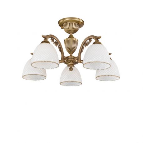 Lustre aplicate - Lustra aplicata cu 5 brate clasic design italian din alama si sticla 8601