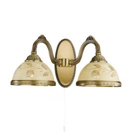 Aplice, corpuri de iluminat pentru pereti - Aplica de perete din alama cu sticla decorata design italian II 6208