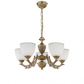 Candelabre, Lustre - Candelabru cu 5 brate clasic design italian din alama si sticla 8651