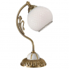 Veioza, lampa de masa clasic design italian din alama, sticla si lemn 8605