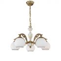 Candelabru cu 5 brate clasic design italian din alama, sticla si lemn 8605