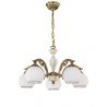 Candelabru cu 5 brate clasic design italian din alama, sticla si lemn 8605
