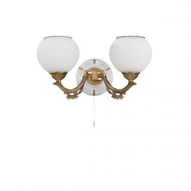 Aplice, corpuri de iluminat pentru pereti - Aplica clasic design italian din alama, sticla si lemn 8655