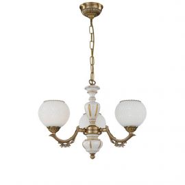 Aplice, corpuri de iluminat pentru pereti - Candelabru cu 3 brate clasic design italian din alama, sticla si lemn 8655