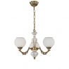 Candelabru cu 3 brate clasic design italian din alama, sticla si lemn 8655