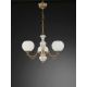 Aplice, corpuri de iluminat pentru pereti - Candelabru cu 3 brate clasic design italian din alama, sticla si lemn 8655