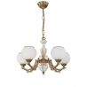Candelabru cu 5 brate clasic design italian din alama, sticla si lemn 8655