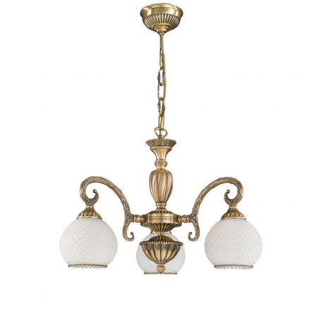 Plafoniere - Candelabru cu 3 brate clasic design italian din alama, sticla 8400