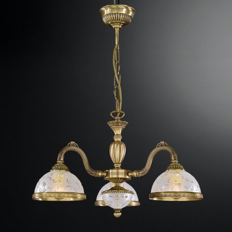 Candelabre, Lustre - Lustra design clasic cu 3 brate din alama si sticla 6202