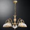 Lustra design clasic cu 5 brate din alama si sticla 6202