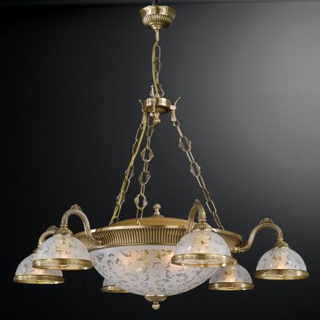 Candelabre, Lustre - Candelabru design clasic din alama si sticla 6202