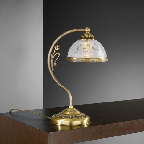 Veioze - Veioza, Lampa de masa design clasic din alama si sticla 6202
