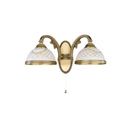 Aplice, corpuri de iluminat pentru pereti - Aplica clasic design italian din alama, sticla 7002