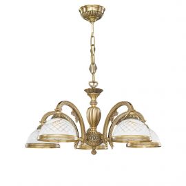 Candelabre, Lustre - Candelabru cu 5 brate clasic design italian din alama, sticla 7002