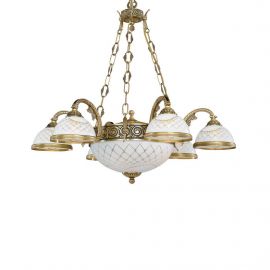 Candelabre, Lustre - Candelabru cu 6 brate clasic design italian din alama, sticla 7002