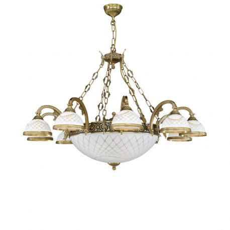 Candelabre, Lustre - Candelabru cu 10 brate clasic design italian din alama, sticla 7002