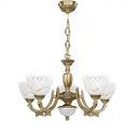 Candelabru cu 5 brate clasic design italian din alama, sticla 7052