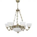Candelabru cu 6 brate clasic design italian din alama, sticla 7052