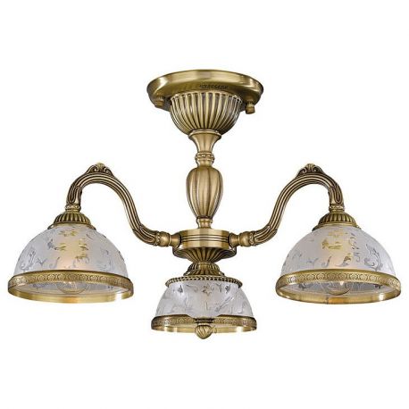 Lustre aplicate - Lustra aplicata cu 3 brate design clasic din alama si sticla 6202