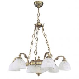 Candelabre, Lustre - Candelabru cu 6 brate clasic design italian din alama, sticla 5650