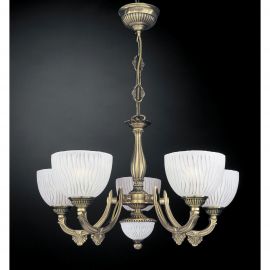 Candelabre, Lustre - Candelabru cu 5 brate design clasic din alama si sticla 5600