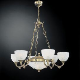 Candelabre, Lustre - Candelabru cu 6 brate design clasic din alama si sticla 5600