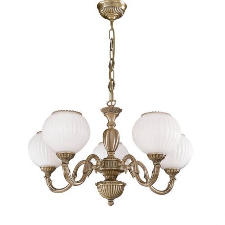 Candelabre, Lustre - Candelabru cu 5 brate clasic design italian din alama, sticla 9250