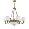 Candelabru cu 6 brate clasic design italian din alama, sticla 9250