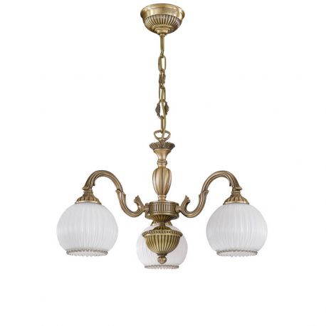 Candelabre, Lustre - Candelabru cu 3 brate clasic design italian din alama, sticla 9200