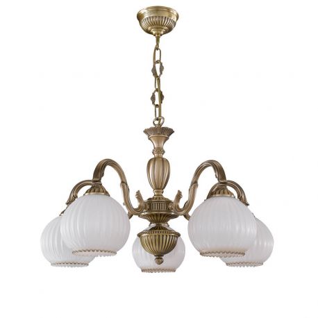 Candelabre, Lustre - Candelabru cu 5 brate clasic design italian din alama, sticla 9200