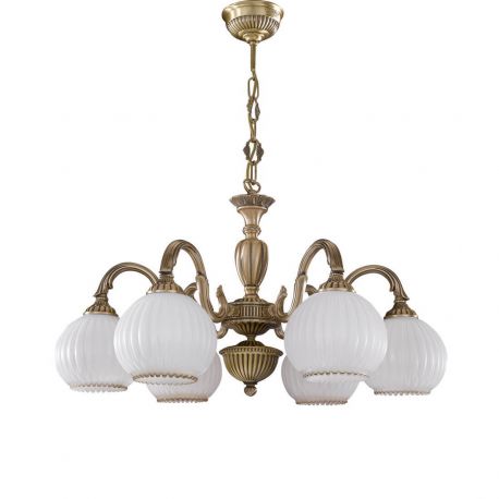 Candelabre, Lustre - Candelabru cu 6 brate clasic design italian din alama, sticla 9200