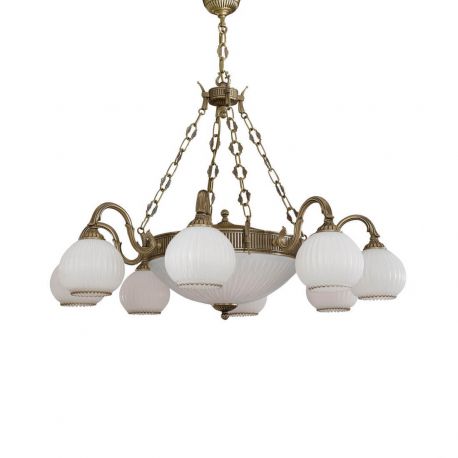 Candelabre, Lustre - Candelabru cu 8 brate clasic design italian din alama, sticla 9200