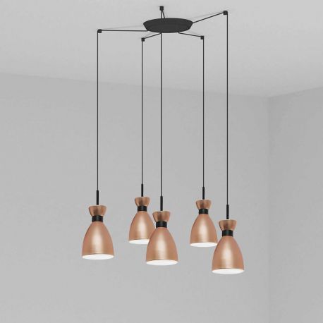 Pendule, Lustre suspendate - Lustra suspendata cu 5 pendule RETRO cupru