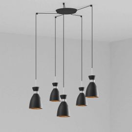 Pendule, Lustre suspendate - Lustra suspendata cu 5 pendule RETRO negru/cupru