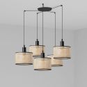 Lustra suspendata cu 5 pendule design natural MAMBO 21cm negru/ratan