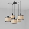 Lustra suspendata cu 5 pendule design natural MAMBO 21cm negru/ratan